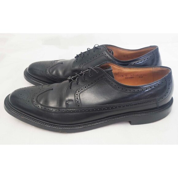 Vintage Florsheim Mens Wingtip Oxford Dress Shoes Black Leather 4 Nail. 11.5 B - Picture 8 of 12